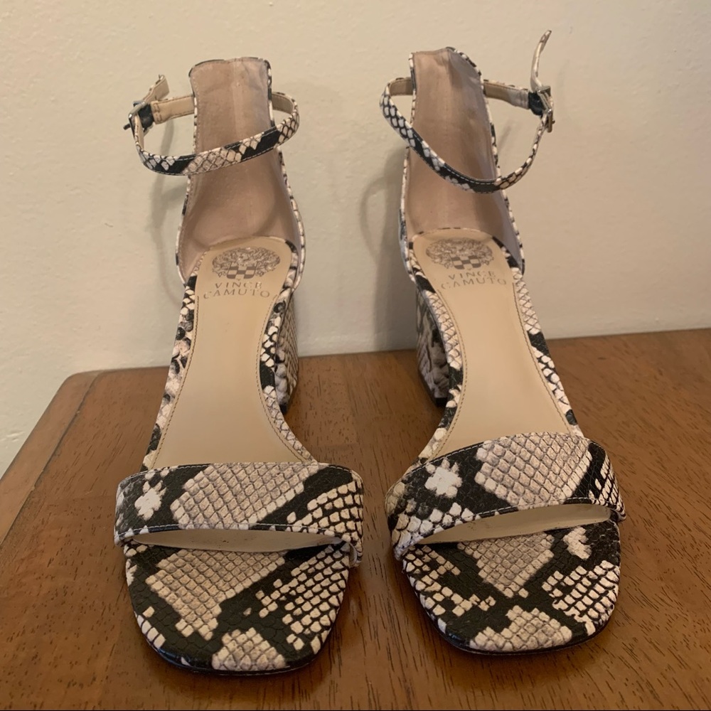 Vince Camuto Snake Print Block Heel Sandals